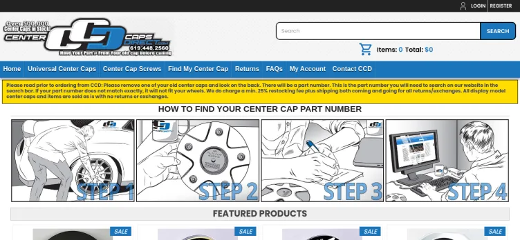Screenshot CenterCapsDirect