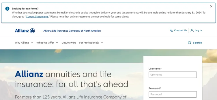 Screenshot Allianz Life Insurance