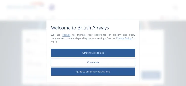 Screenshot British Airways