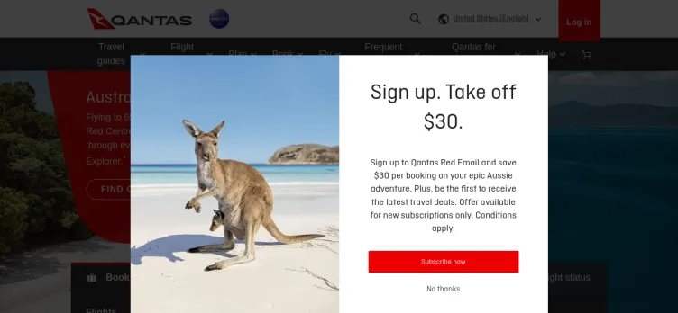 Screenshot Qantas Airways