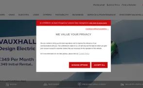 Vauxhall Motors website