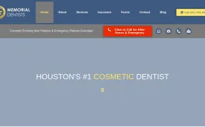 Memorial Dentists website