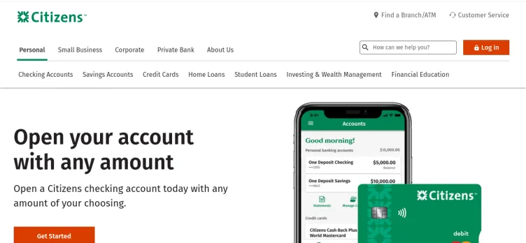 Screenshot Citizens Bank