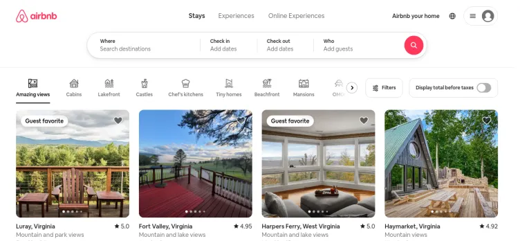 Screenshot Airbnb