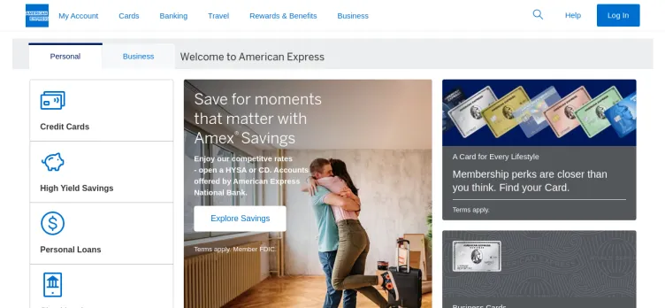 Screenshot American Express