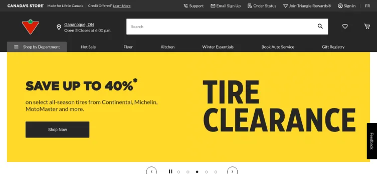 Screenshot Canadian Tire