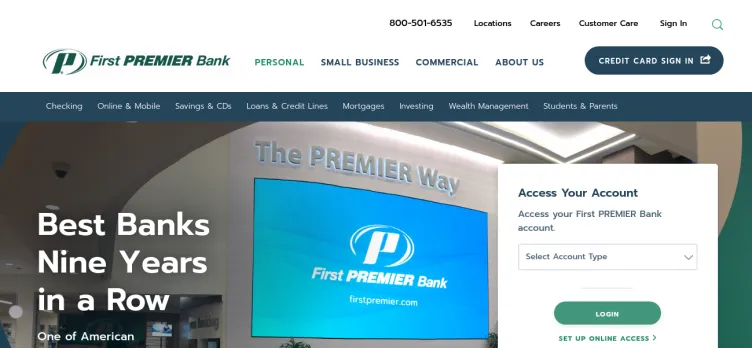 Screenshot First Premier Bank