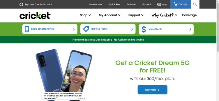 Screenshot Cricket Wireless