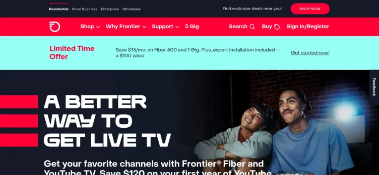 Screenshot Frontier Communications