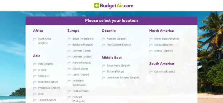 Screenshot BudgetAir
