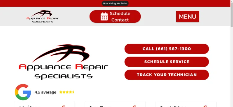 Screenshot Appliance Repair Specialist