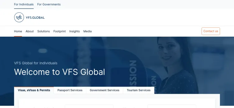Screenshot VFS Global