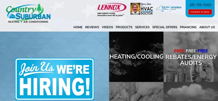 Screenshot Country Suburban Heating & Air Conditioning & Sons