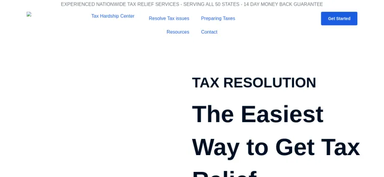 Screenshot Tax Hardship Center