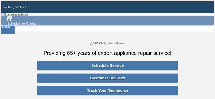 Screenshot D-3/A-OK Appliance Service