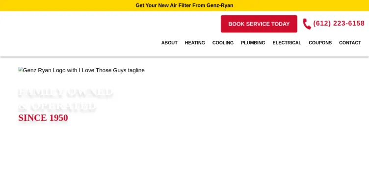 Screenshot Genz-Ryan Plumbing & Heating Company