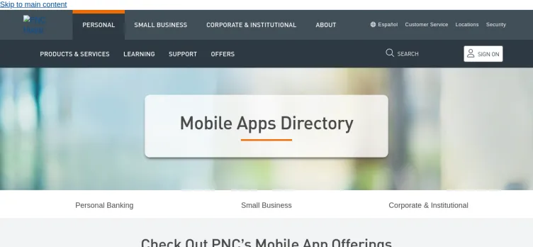 Screenshot PNC Mobile Banking