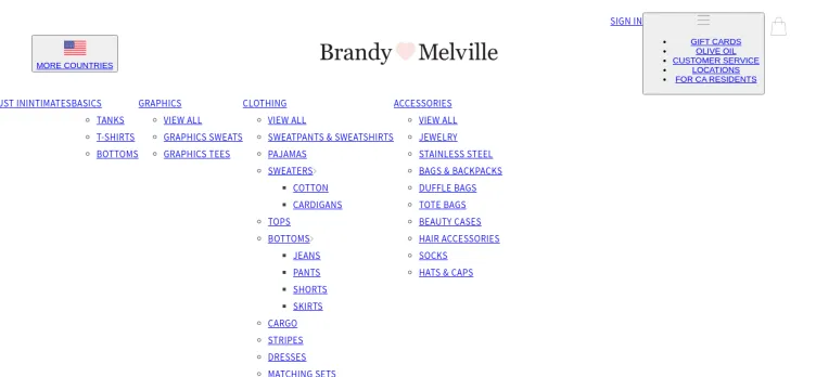 Screenshot Brandy Melville
