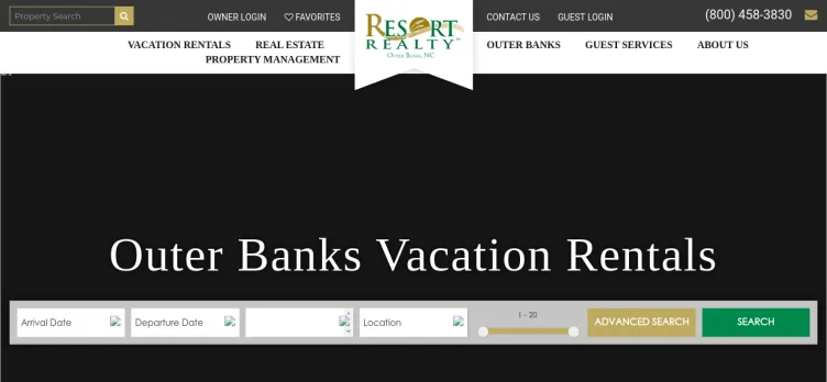 Screenshot Resort Realty Outer Banks