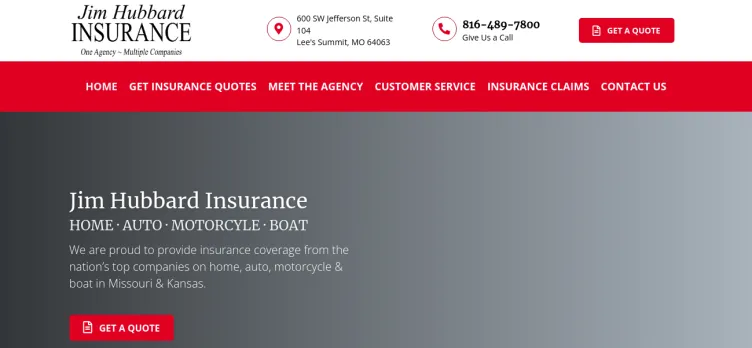 Screenshot Jim Hubbard Insurance