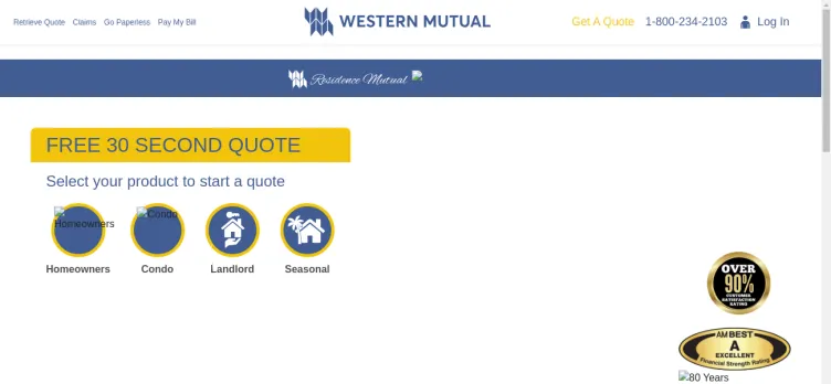 Screenshot Western Mutual Insurance Group