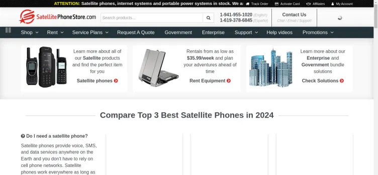 Screenshot SatellitePhoneStore.com