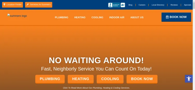 Screenshot Summers Plumbing, Heating & Cooling