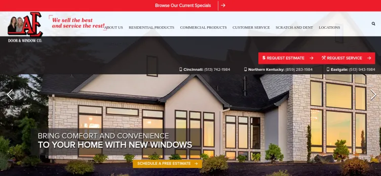 Screenshot A-E Door & Window Sales & Service
