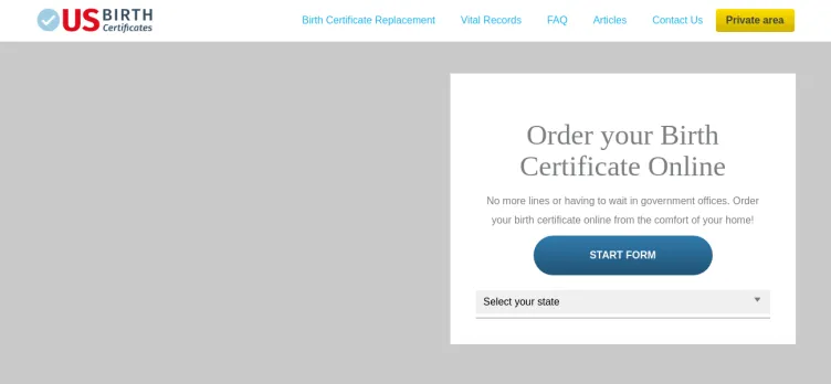 Screenshot US Birth Certificates