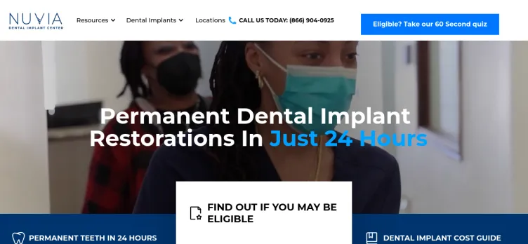 Screenshot Nuvia Dental Implant Center