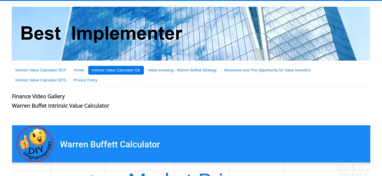 Screenshot Intrinsic Value Calculator OE