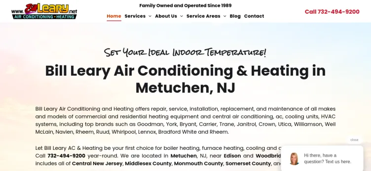 Screenshot Bill Leary Air Conditioning & Heating