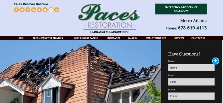 Screenshot Paces Restoration Services