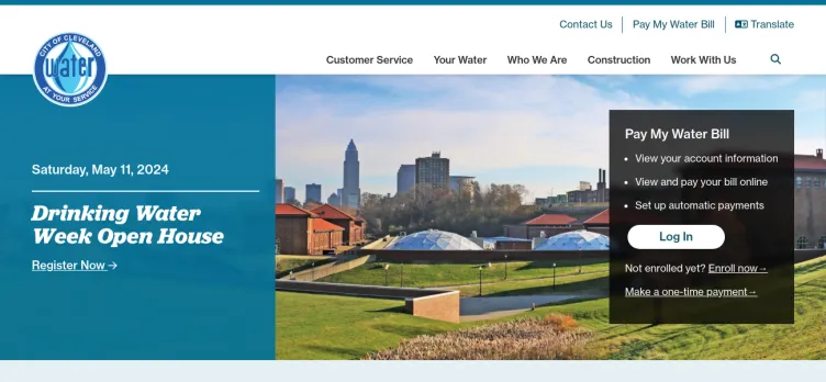 Screenshot City of Cleveland Division of Water