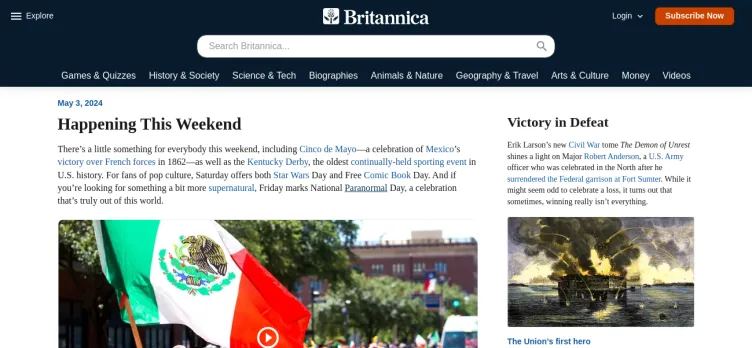 Screenshot Encyclopedia Britannica
