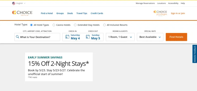 Screenshot Choice Hotels