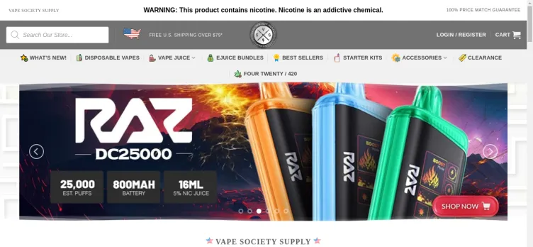 Screenshot Vape Society Supplies