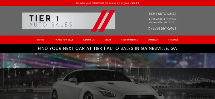 Screenshot Tier 1 Auto Sales