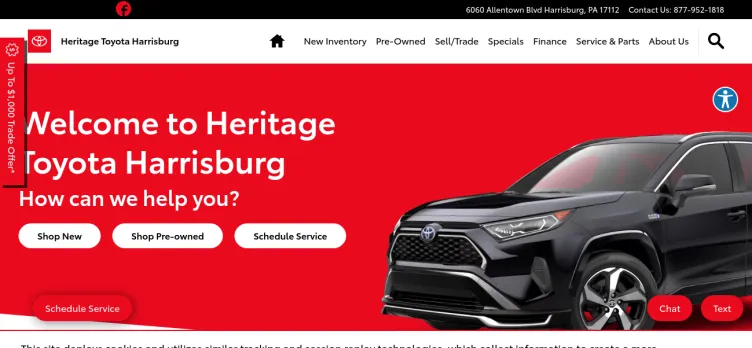 Screenshot Heritage Toyota Harrisburg