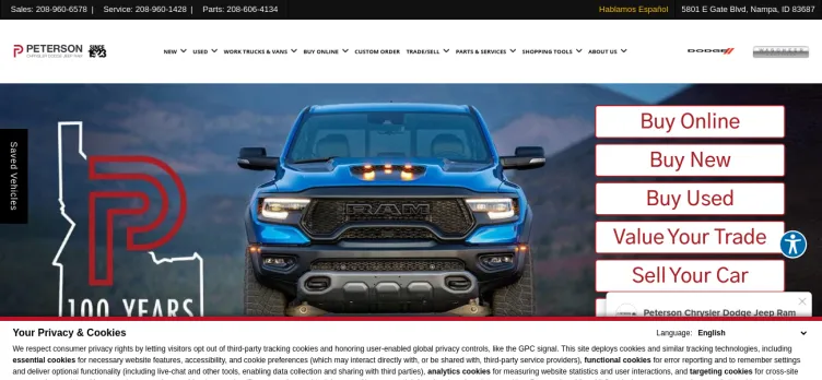 Screenshot Peterson Chrysler Dodge Jeep Ram