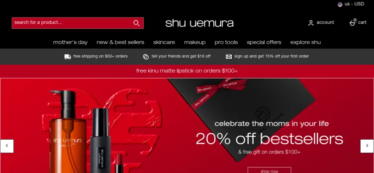 Screenshot Shu Uemura USA