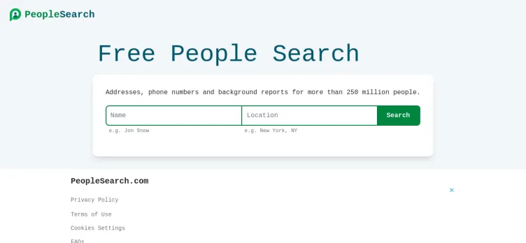 Screenshot PeopleSearch.com