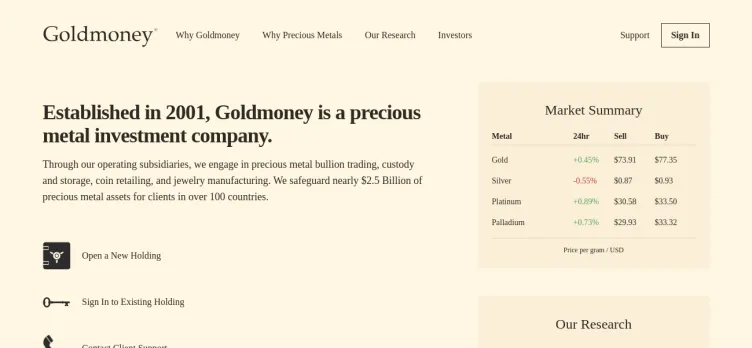 Screenshot Goldmoney