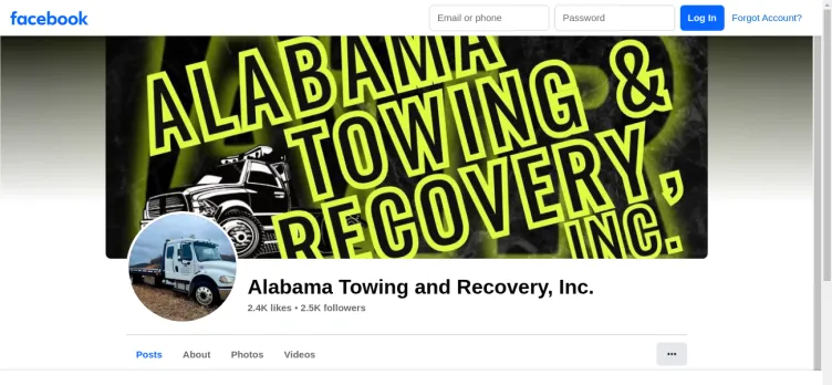 Screenshot Alabama Towing & Recovery