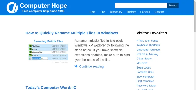 Screenshot Computer Hope