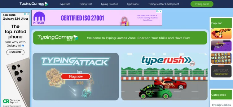 Screenshot Typinggames.zone