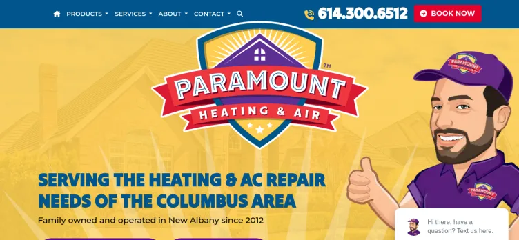 Screenshot Paramount Heating & Air