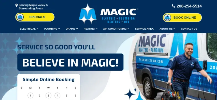 Screenshot Magic Electric, Plumbing, Heating + Air