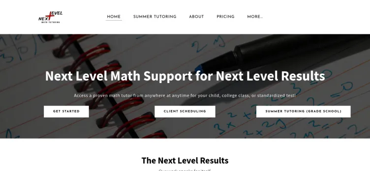 Screenshot Next Level Math Tutoring