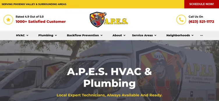 Screenshot A.P.E.S. Arizona Plumbing Expert Services